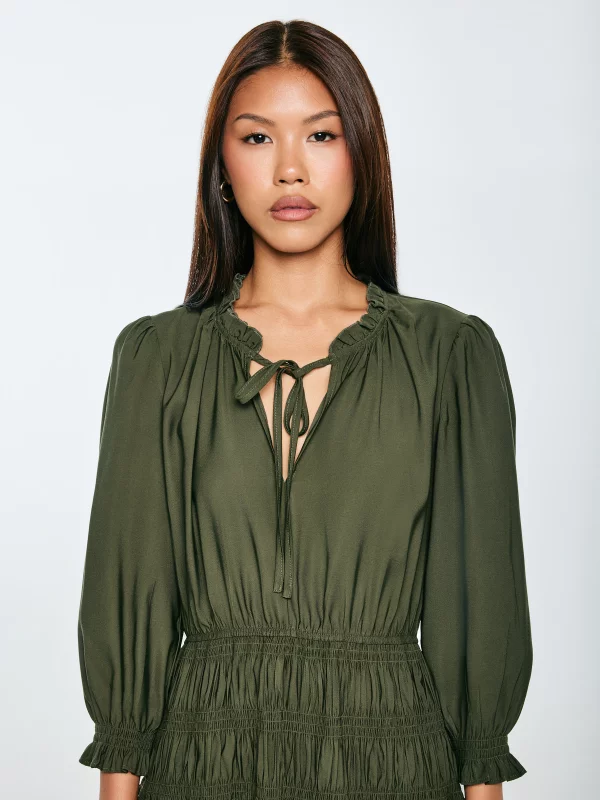 Sukienka damska mini z wiskozy khaki Kakuni 303