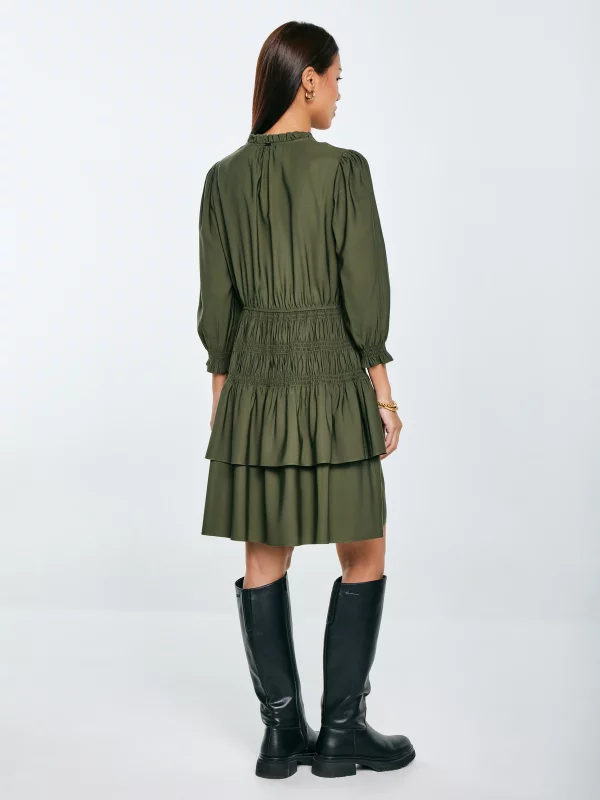 Sukienka damska mini z wiskozy khaki Kakuni 303