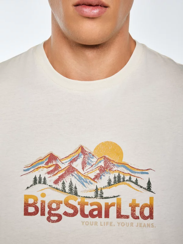 Koszulka męska z nadrukiem kremowa Mifer 103