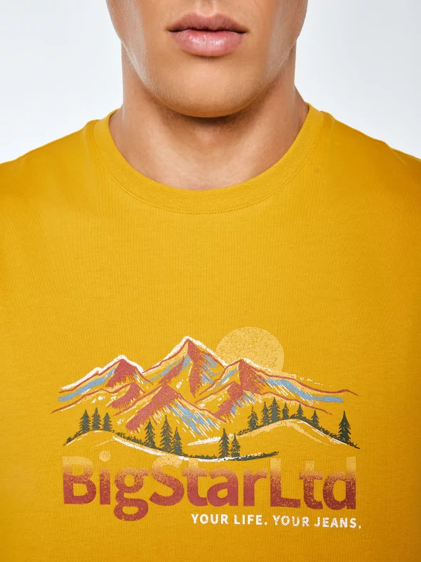 Koszulka męska z nadrukiem żółta Mifer 201