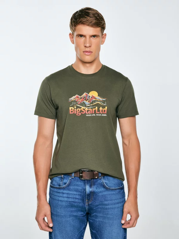 Koszulka męska z nadrukiem khaki Mifer 303