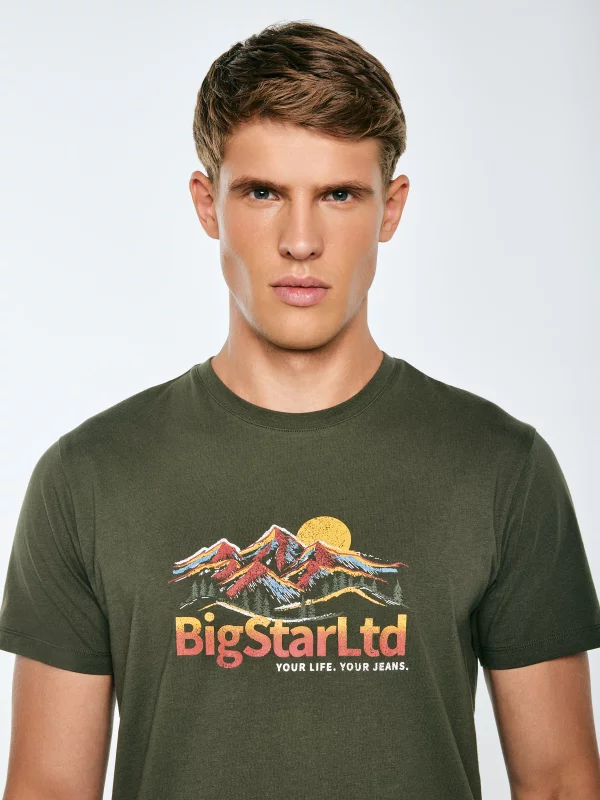 Koszulka męska z nadrukiem khaki Mifer 303