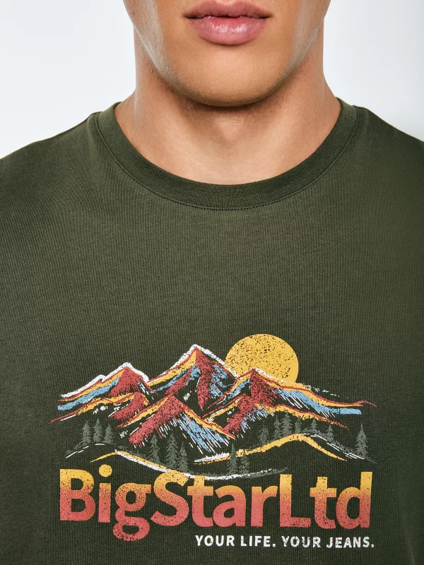 Koszulka męska z nadrukiem khaki Mifer 303