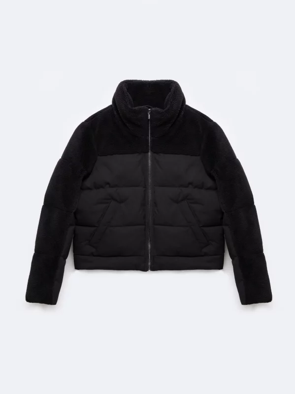 Kurtka damska pudełkowa z futerkiem czarna Salbatora 906