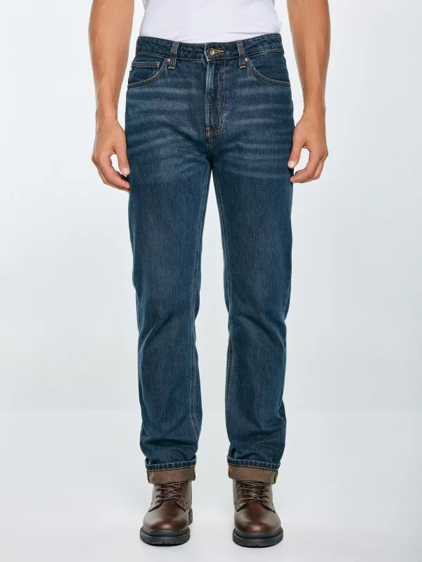 Jeansy męskie z prostą nogawką granatowe Toros 764