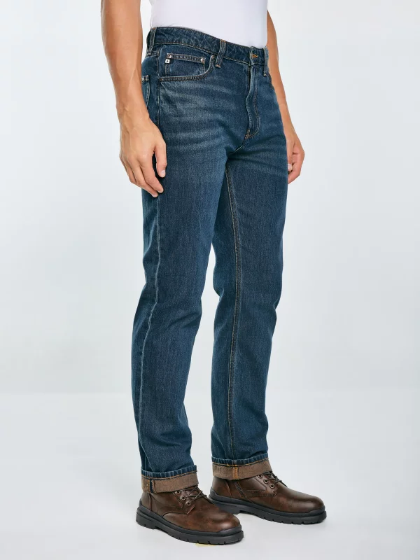 Jeansy męskie z prostą nogawką granatowe Toros 764