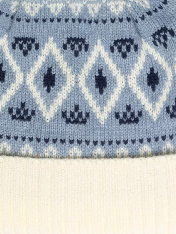 Czapka zimowa z pomponem śmietankowo-błękitna Igory 000