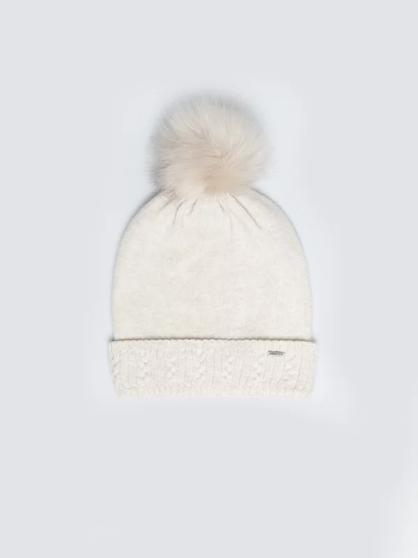 Czapka damska zimowa z pomponem perłowa Stanilo 103