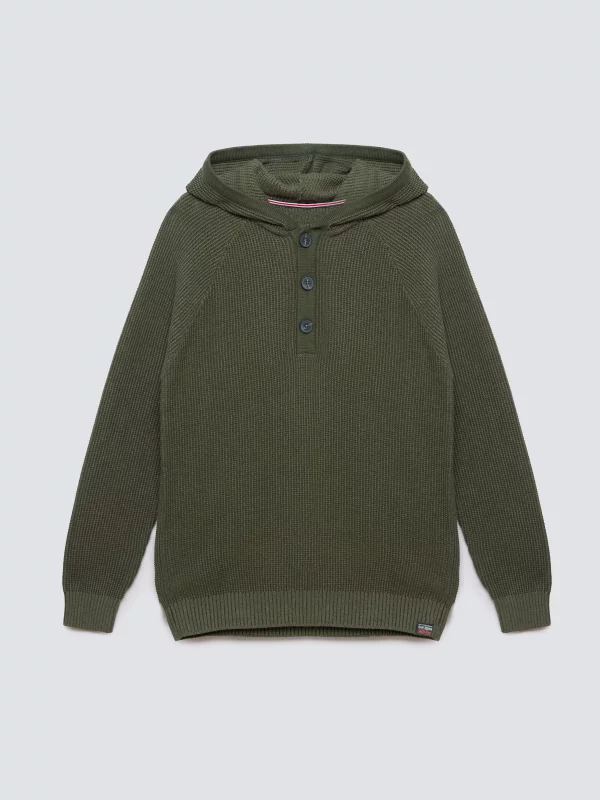 Sweter męski z kapturem khaki Carlson 303