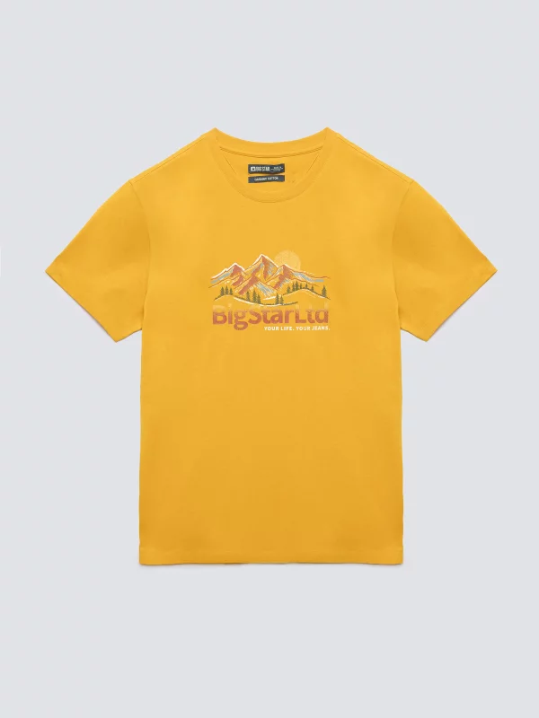 Koszulka męska z nadrukiem żółta Mifer 201