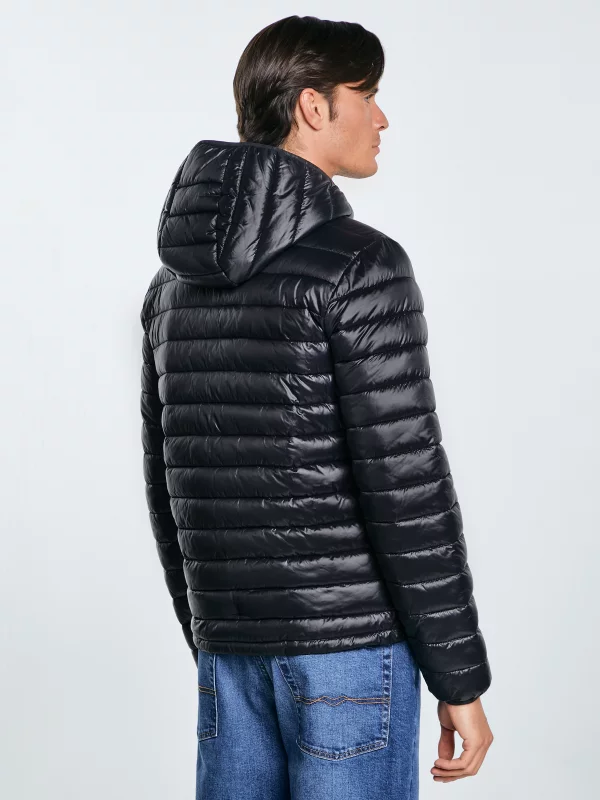 Kurtka męska pikowana z kapturem czarna Horp 906