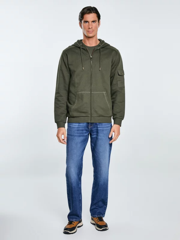 Bluza męska rozpinana z kapturem khaki Jagmur 303
