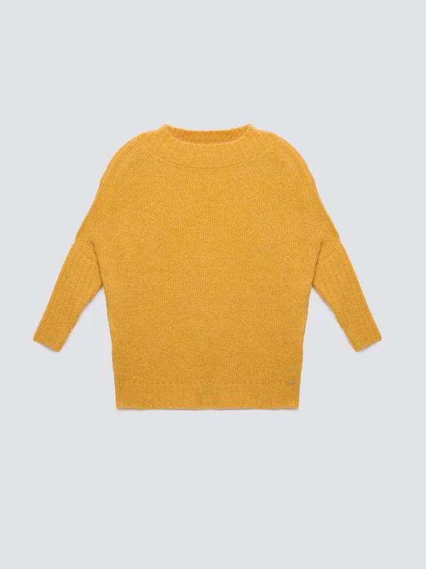 Sweter damski oversize z dodatkiem wełny żółty Mayamiko 201