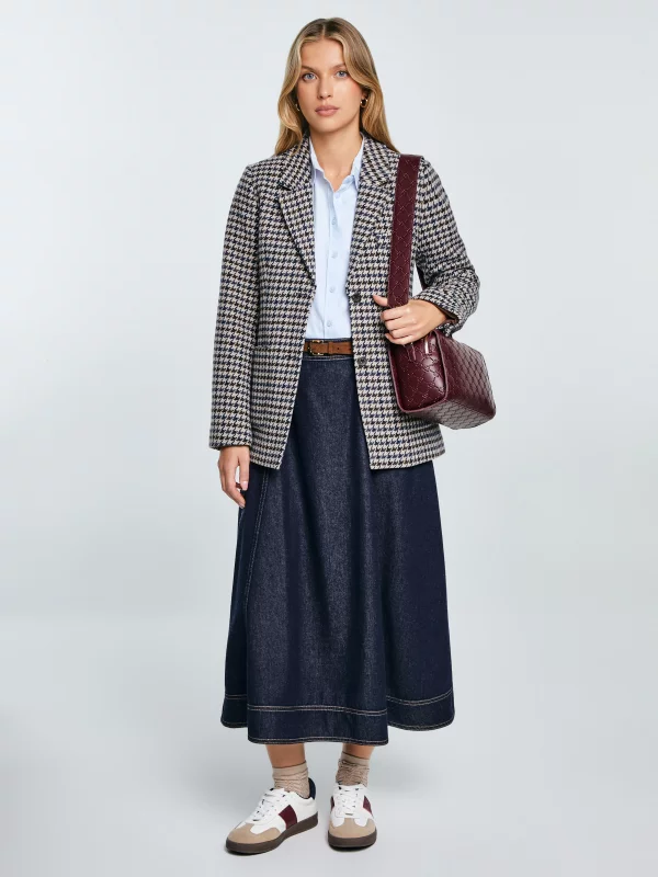 Marynarka damska slim w pepitkę z dodatkiem wełny Neida 000