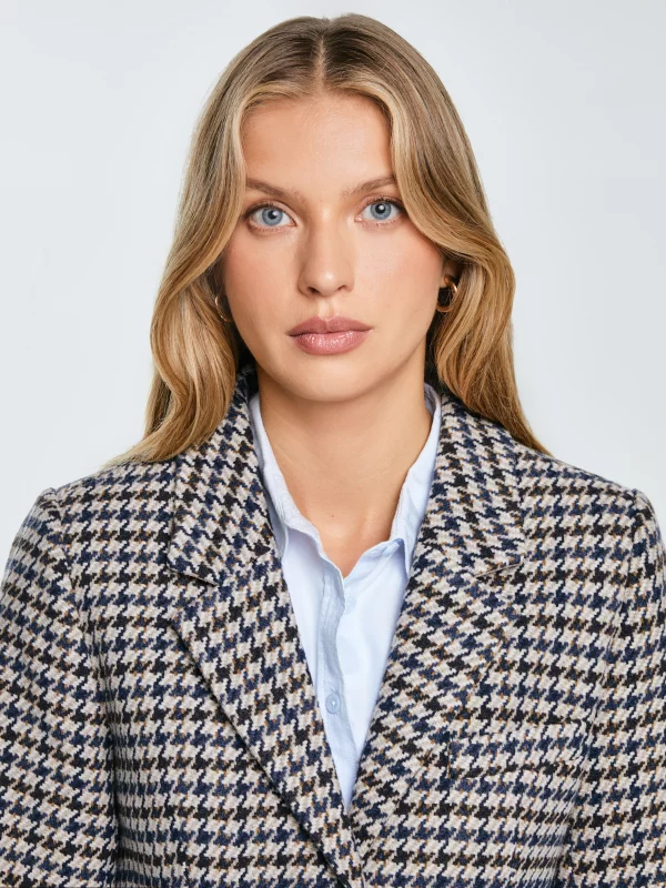 Marynarka damska slim w pepitkę z dodatkiem wełny Neida 000