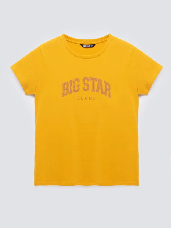 Koszulka damska bawełniana z logo BIG STAR żółta Ramila 201