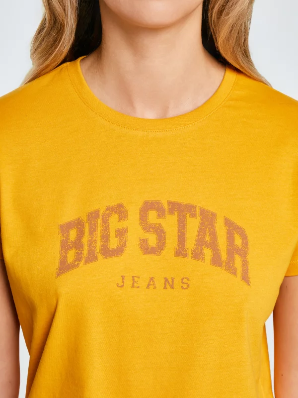 Koszulka damska bawełniana z logo BIG STAR żółta Ramila 201