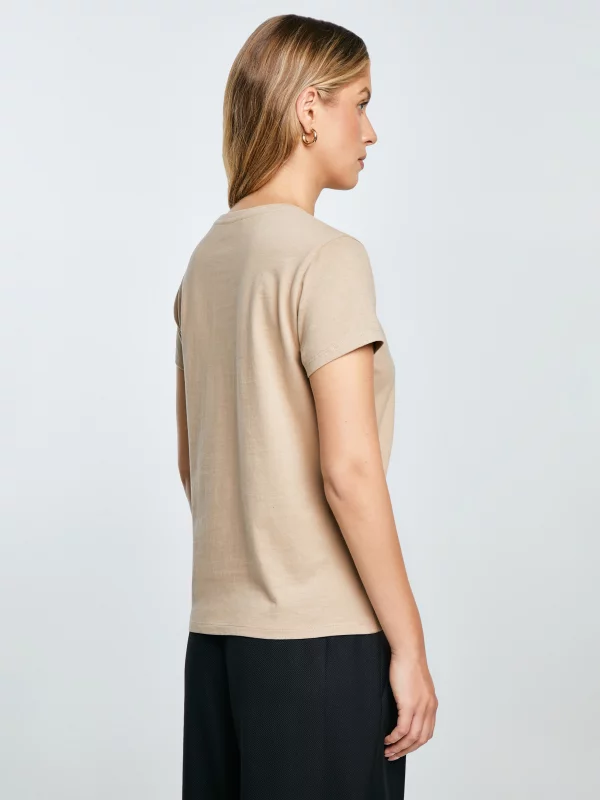Koszulka damska bawełniana z logo BIG STAR beżowa Ramila 805