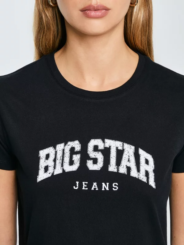 Koszulka damska bawełniana z logo BIG STAR czarna Ramila 906