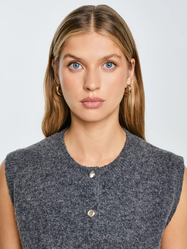 Kamizelka damska sweterkowa z dodatkiem wełny szara Vesta 903