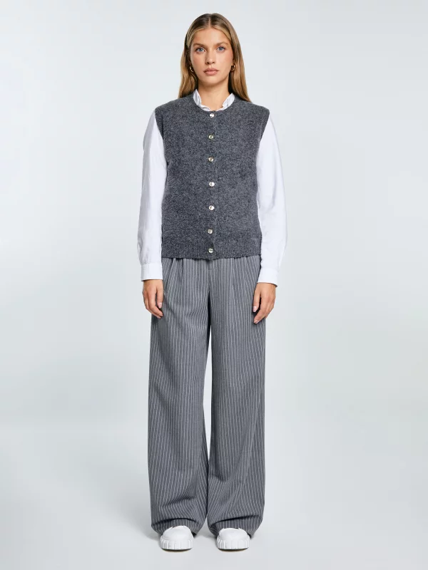 Kamizelka damska sweterkowa z dodatkiem wełny szara Vesta 903