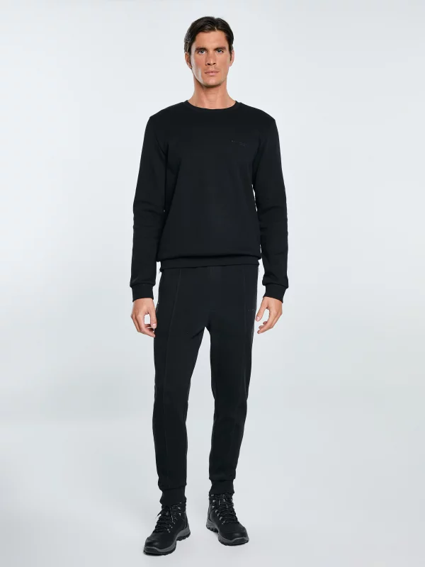 Bluza męska ze splotem pique czarna Wiler 906