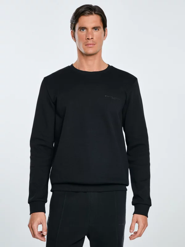 Bluza męska ze splotem pique czarna Wiler 906