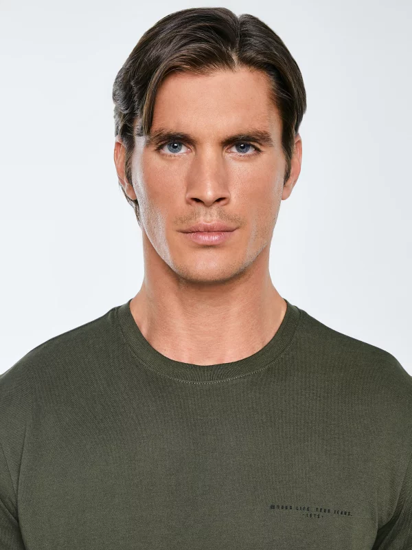 Koszulka męska bawełniana z logo BIG STAR khaki Wlader 303