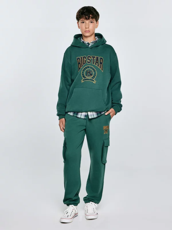 Bluza chłopięca z kapturem z haftem zielona Liron 304