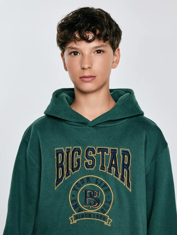 Bluza chłopięca z kapturem z haftem zielona Liron 304