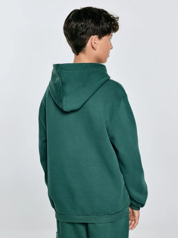 Bluza chłopięca z kapturem z haftem zielona Liron 304
