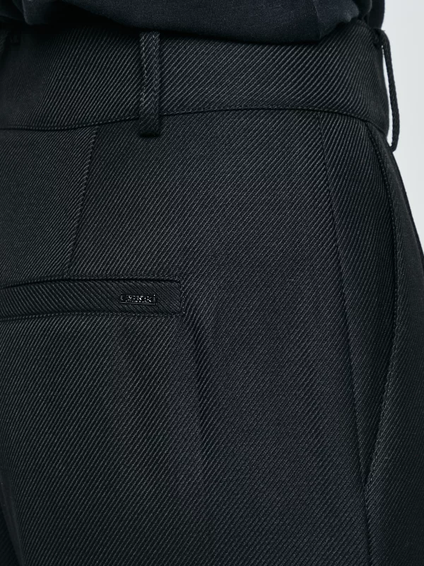 Spodnie damskie z szeroką nogawką z dodatkiem wiskozy czarne Emisi 906