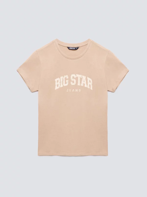 Koszulka damska bawełniana z logo BIG STAR beżowa Ramila 805