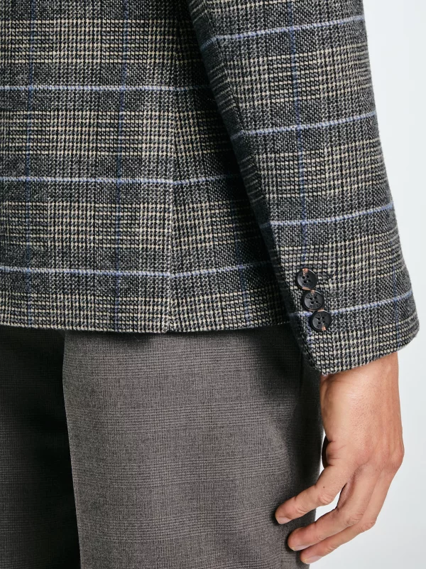 Marynarka męska z dodatkiem wełny w kratę brązowa Filo 803