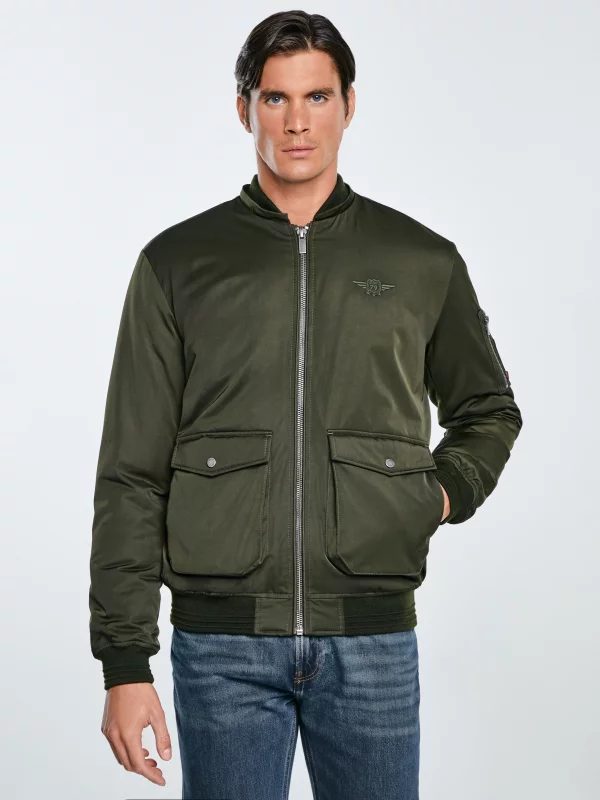 Kurtka męska bomber z kożuszkiem khaki Getnew 303