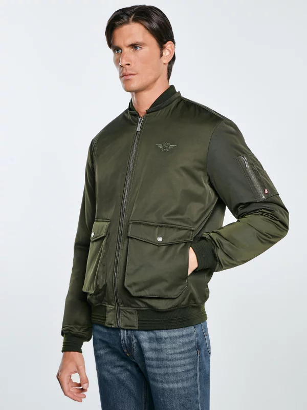 Kurtka męska bomber z kożuszkiem khaki Getnew 303