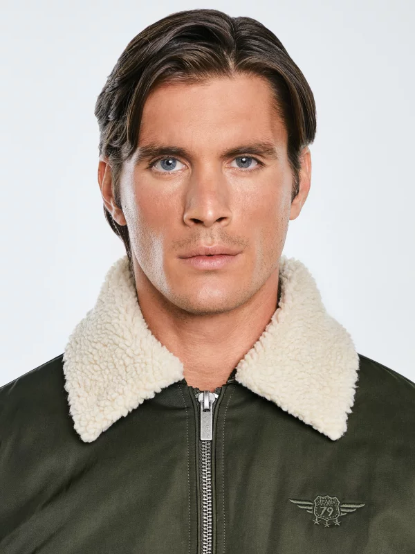 Kurtka męska bomber z kożuszkiem khaki Getnew 303