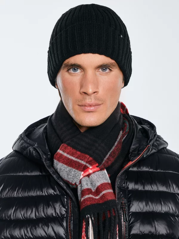 Czapka męska zimowa z dodatkiem wełny czarna Haman 906