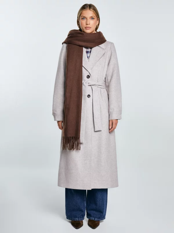 Szal damski z frędzlami brązowy Herynias 804