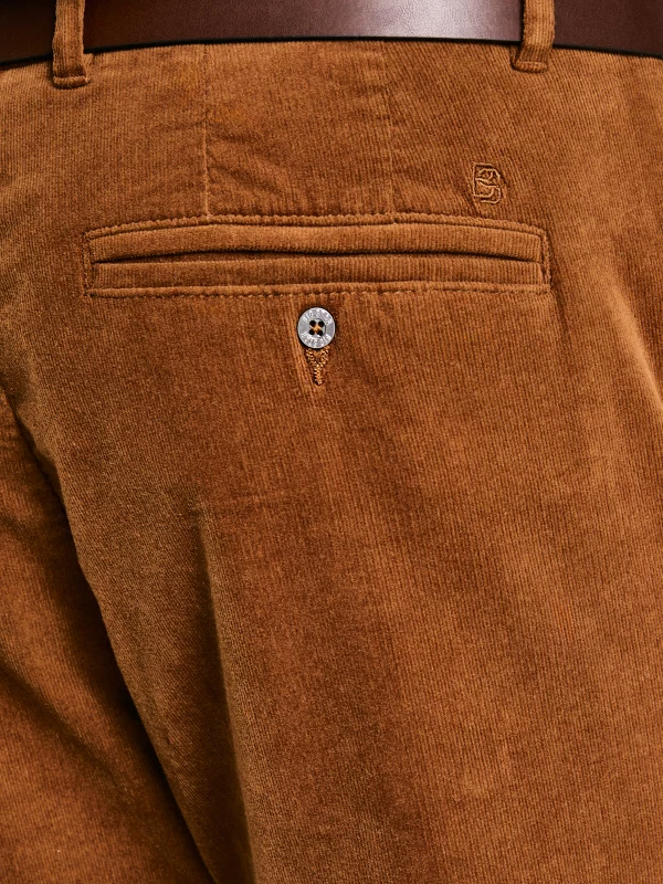Spodnie męskie chinosy sztruks brązowe Trevis 802