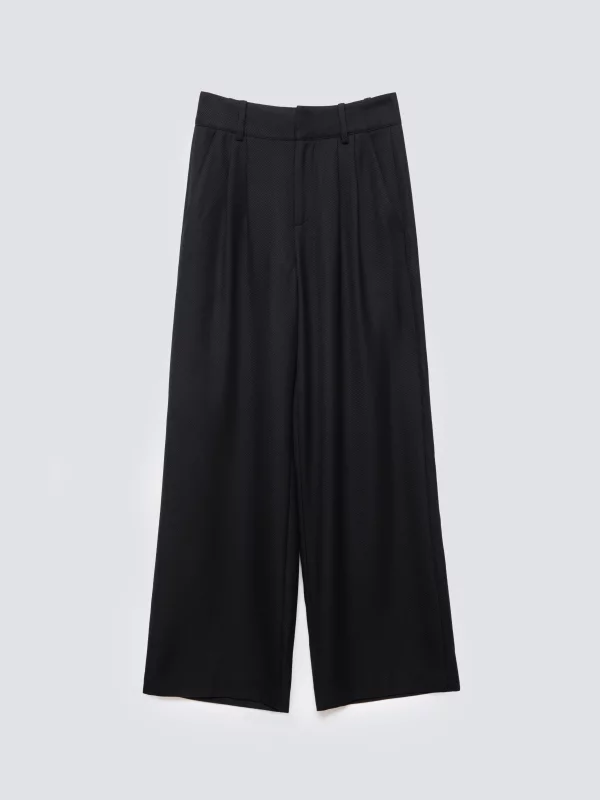 Spodnie damskie z szeroką nogawką z dodatkiem wiskozy czarne Emisi 906