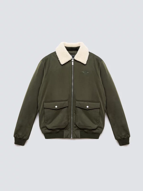 Kurtka męska bomber z kożuszkiem khaki Getnew 303