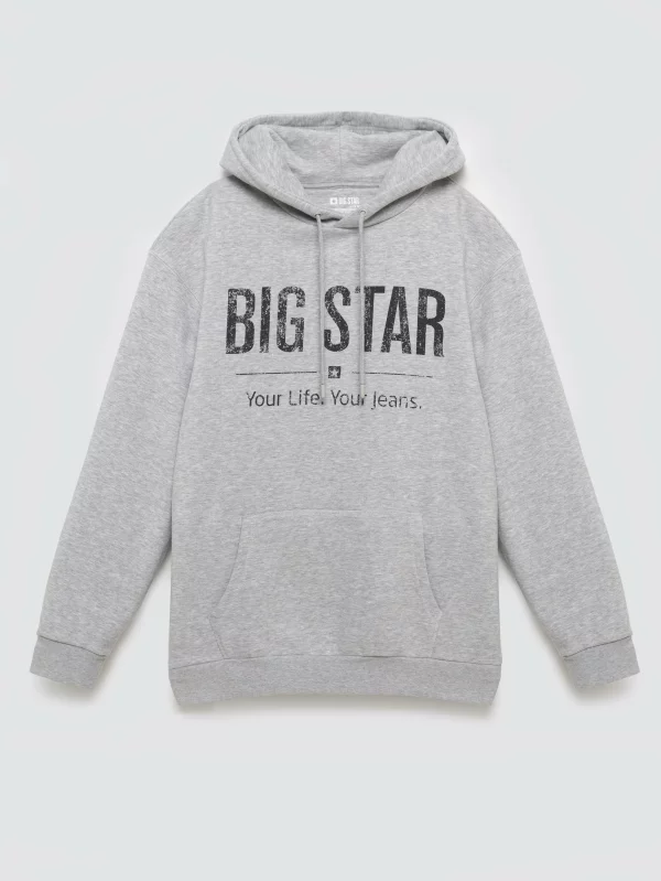 Bluza męska z kapturem z logo BIG STAR szara Ashlyno 901