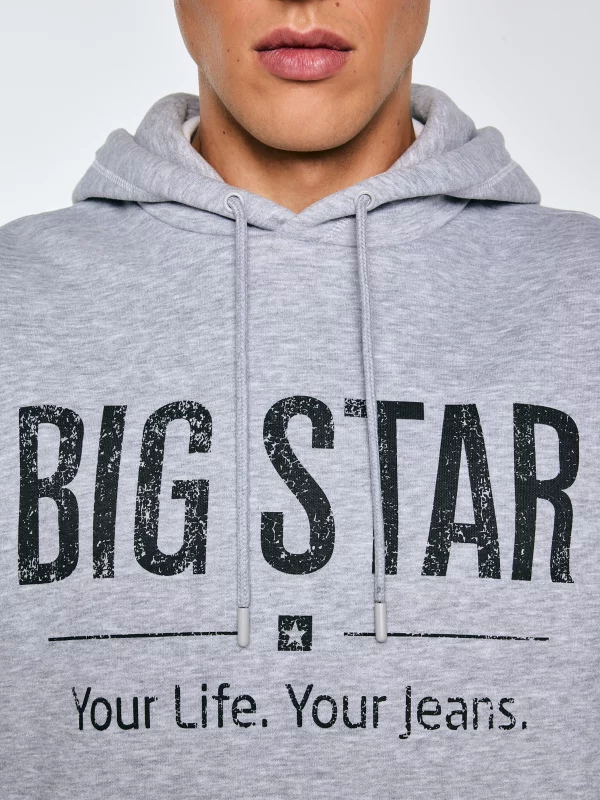 Bluza męska z kapturem z logo BIG STAR szara Ashlyno 901
