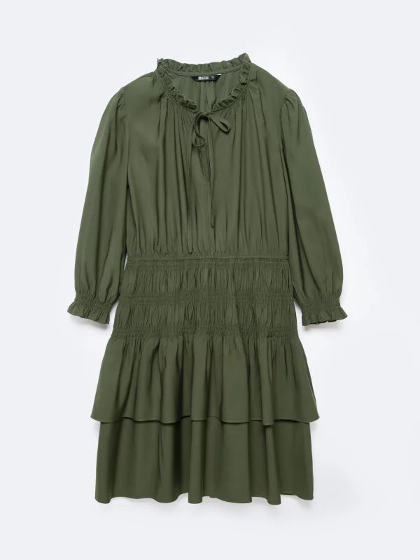 Sukienka damska mini z wiskozy khaki Kakuni 303