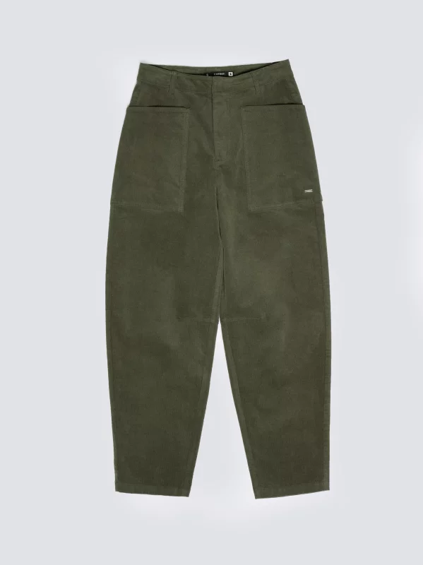 Spodnie damskie sztruks 7/8 z kieszeniami khaki Nadine 303