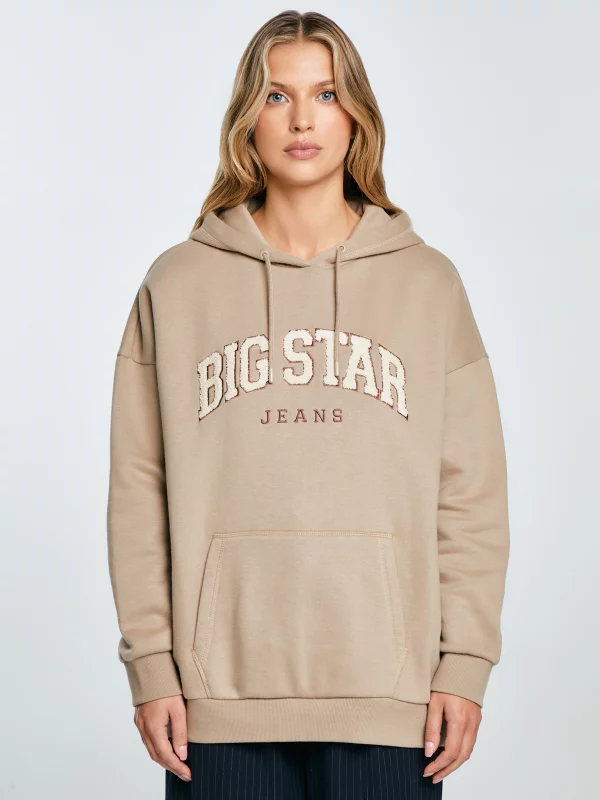Bluza damska z kapturem z logo BIG STAR beżowa Rubialsa 805