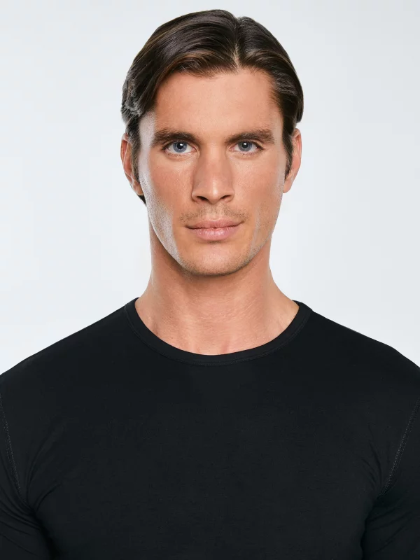 Koszulka męska slim z bawełny supima czarna Supiclassic 906