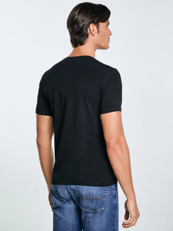 Koszulka męska slim v-neck z bawełny supima czarna Supiclassicov 906