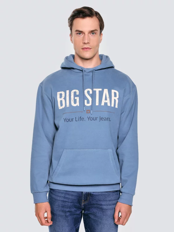 Bluza męska z kapturem z logo BIG STAR niebieska Ashlyno 402